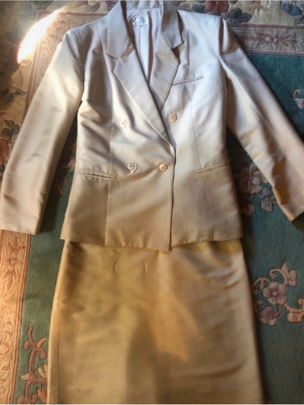 Two-Piece Silk Suit Skirt Set